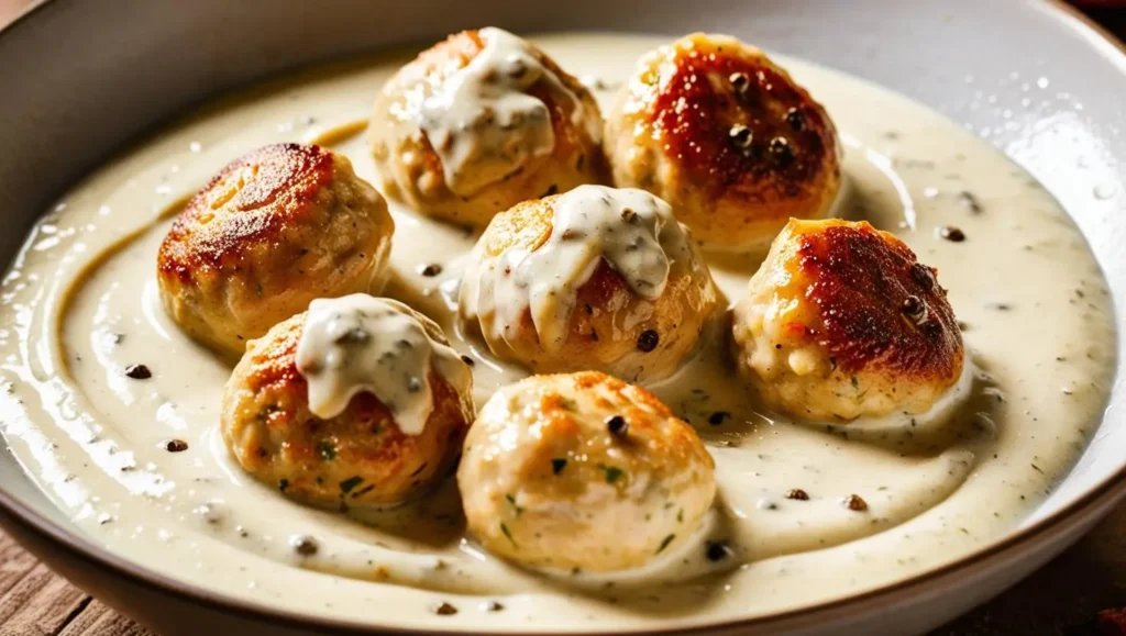 boulettes de poulet Boulettes de poulet en sauce au poivre