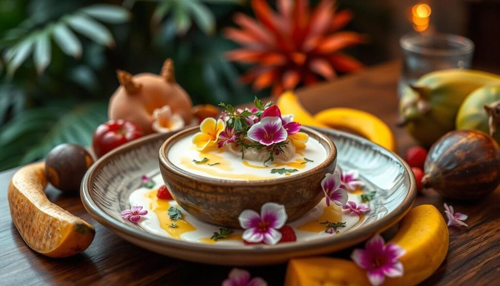 présentation de plat présentation de plat : lotte au lait de coco