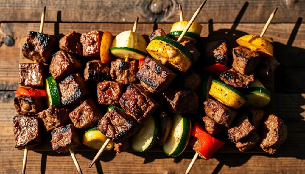 Brochettes agneau et légumes grillées Brochettes agneau et légumes grillées