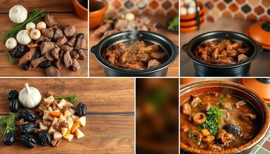 Préparation du tajine de bœuf aux pruneaux étape par étape Préparation du tajine de bœuf aux pruneaux étape par étape