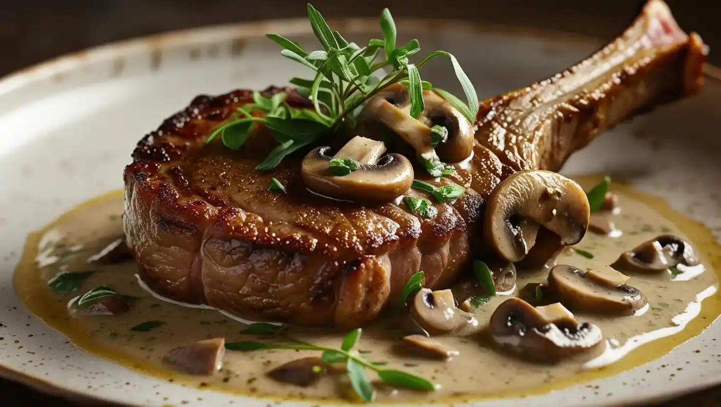 Cote de veau champignon avec sauce crémeuse