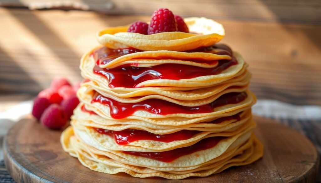 gâteau de crêpes à la framboise et mascarpone gâteau de crêpes à la framboise et mascarpone