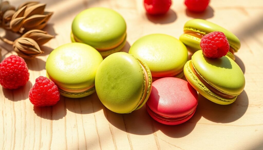 macarons à la pistache et framboise faits maison macarons à la pistache et framboise faits maison