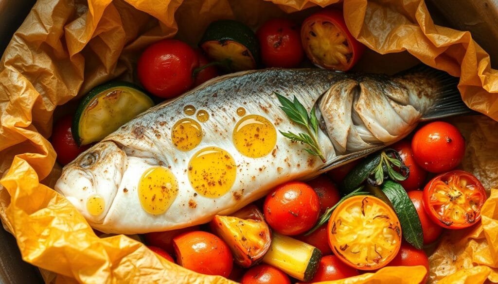 papillote de bar légumes huile d'olive poisson légumes huile d'olive