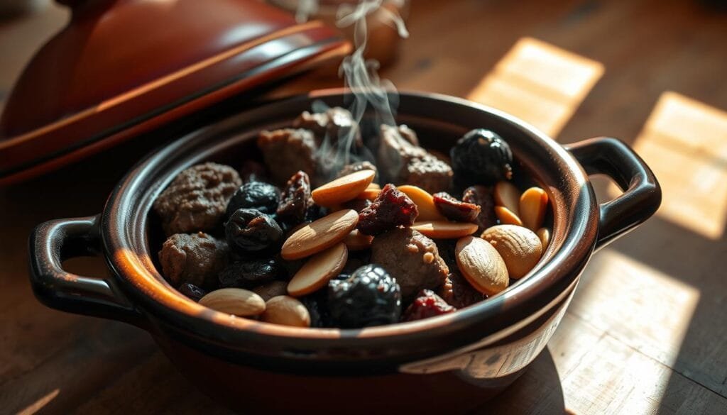 pruneaux et amandes Delicieux Tajine d'agneau